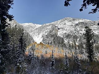 Hiking down from the pass