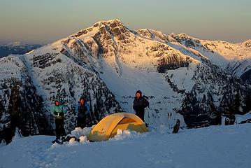 Glowing faces at camp on Sourdough