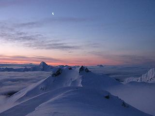 Icy Peak and the moon