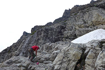 Putting the rope away. It's all scrambling and trails from here.