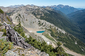 east peak and hanging glacier lake, diamond beyond