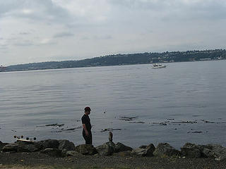 Guy making cairn