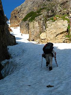 Further up the gully