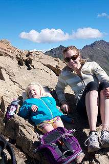 Enjoying the warm rocks on top with Mom