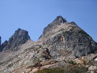 Sitting Bull (right) from the trail.  The route follows the right skyline.