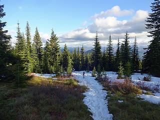 Some lingering snow near the top.