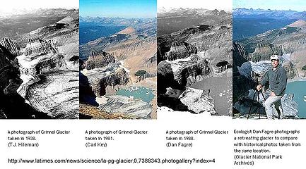 Melting of the Grinnell Glacier over a broader span of time.