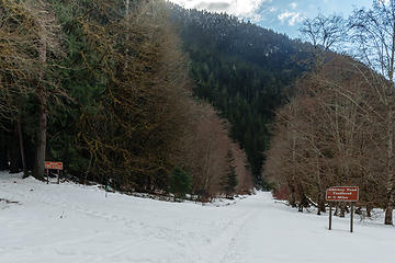 Olympic Hot Springs Road at intersection with Whiskey Bend Road