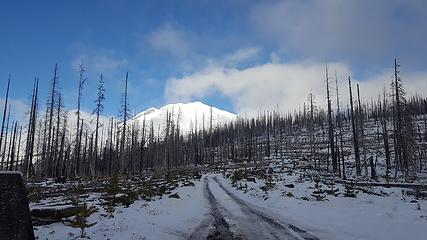 Looking back up at the summit