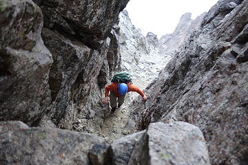 Reed climbing to the cannon hole