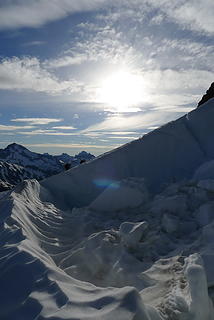 A crevasse on the upper arete.