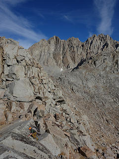 Tommy starts Cl 3 NE Ridge Columbine Peak