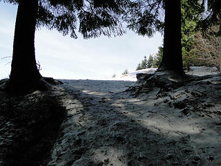 Arriving at Poo Poo Point. The last 20 feet very slippery.