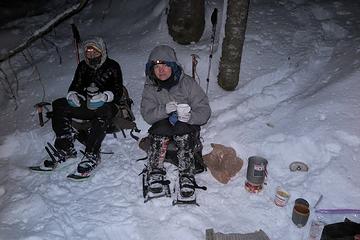 Warm food on a cold mountainside
