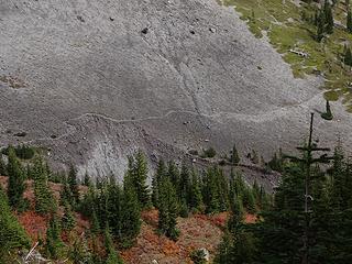 Looking back at the trail as it approaches Clark Creek