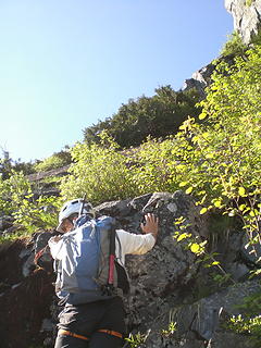 Wayne scrambling low on the N Face.