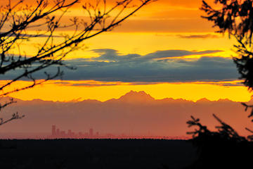 Downtown Seattle and The Brothers at sunset