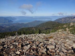 Looking down at Lake Pend Oreille nearly 5000' below.