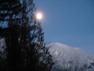 Blurred better than no foto at all!  By the time I reached clearing, the alpine glow had faded from the high slopes.  01.20.08.  Wallace Falls State Park.