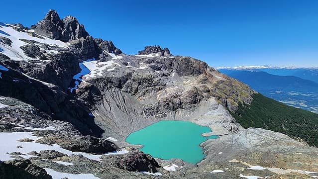 Alpine lake to the south of the west ridge