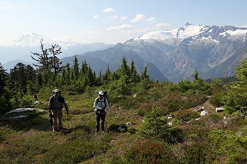 Hiking along the ridge west of Blum Lakes