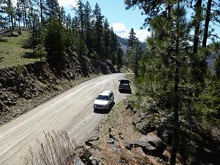 Parking at Pittsburg Saddle. I saw some bear hunters out on the ridge.