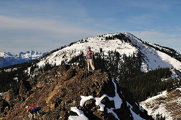 Dude on Humerus Hill with Jolly Mountain behind