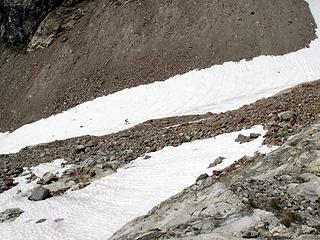 Hiker headed up Spider Glacier