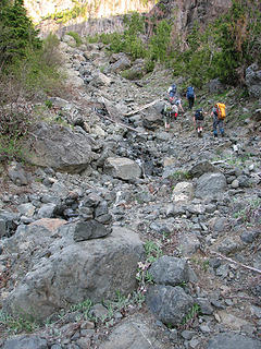 Cairn and stream gully