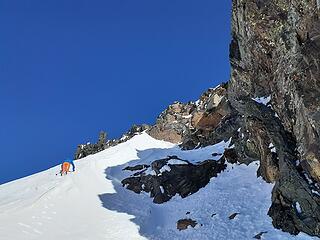 Climbing up the southwest face