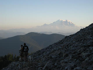 Tahoma looms above Ingunn and Dani