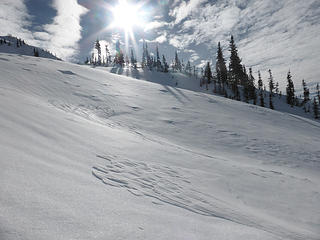 Ice slopes with a little bit of wind-transported snow