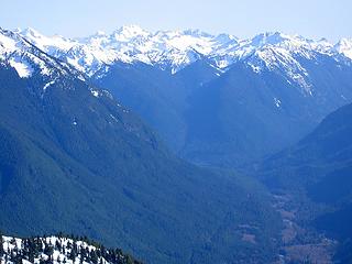 From Teebone Ridge (March 04):  Sonny Boy Creek dead in center of photo, approach ridge and summit are right of creek, exit ridge is left of creek