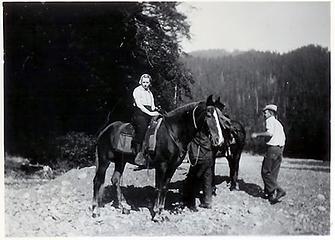 Smith Place - Queets Valley - ca. 1929 - Marion V. Wood on horse - photo courtesy L. Vaughan