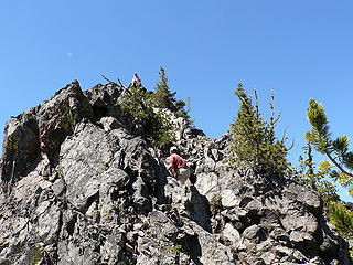 Mike on the false summit of Volcanic Neck with Ian in pursuit, 7.29.07.