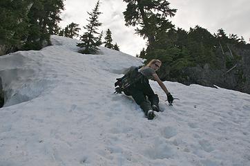 'Babe downclimbing near Melawka Lake