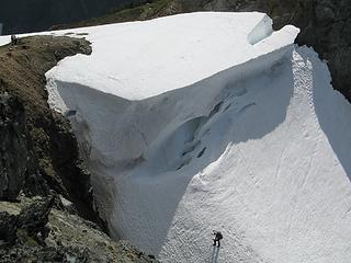 Another climber approaching the headwall