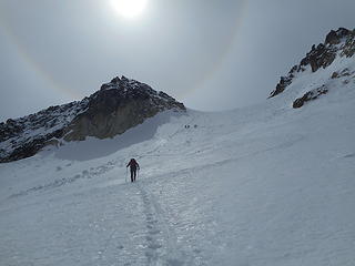 Neil, summit, and sun halo