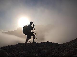 Tom on South Ridge of Kyes (Photo by Dayhike Mike)