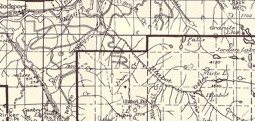 1949 FS Visitor Map.  3 shelters shown in area.