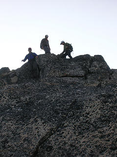 Scrambling down Lake's east ridge