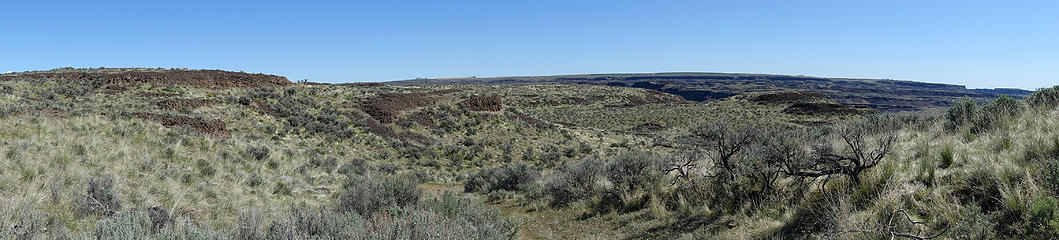 Winding down an old road through scablands below Cape Horns South ridge.