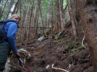 BC on the way up the steep "trail" to the west ridge.