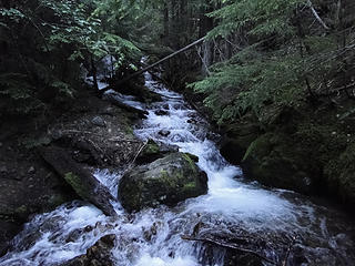 Starting up Crystal Lakes trail crossing Crystal Creek just steps from the parking area.