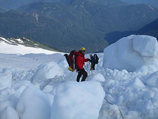 Craig (in back) next to ice block for scale, and this is not even close to the biggest one we saw.