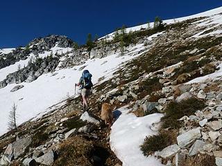 On the summer trail as we head up to Sawtooth Ridge