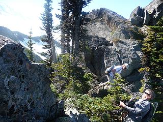 Veggie belay/scramble below Fay Peak