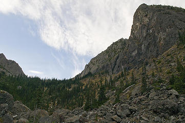The base of Mount Worthington from Tull Canyon