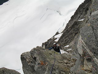 Wayne coming up to the top of the ramp pitch.