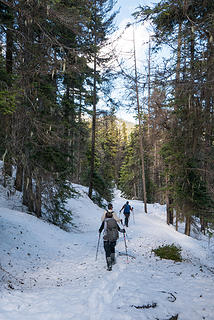 Walking down the road from Liars Prairie